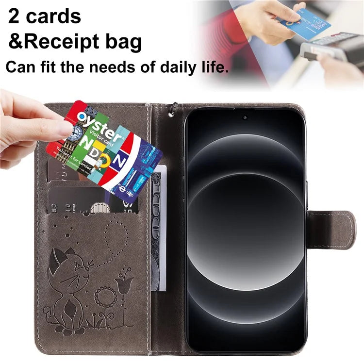 KT Imprinting Flower Series-4 For Xiaomi 14 Ultra Cover Leather Phone Case with Wallet Card Holder