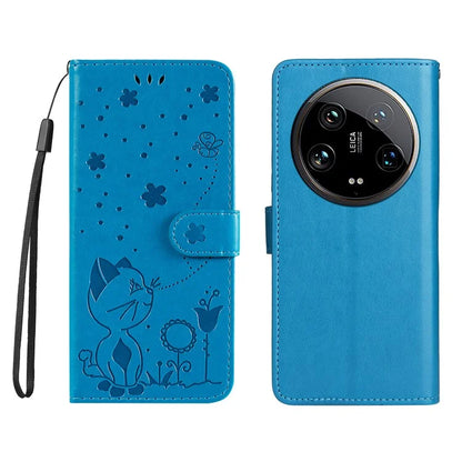 KT Imprinting Flower Series-4 For Xiaomi 14 Ultra Cover Leather Phone Case with Wallet Card Holder