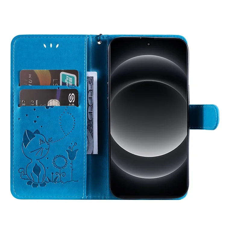 KT Imprinting Flower Series-4 For Xiaomi 14 Ultra Cover Leather Phone Case with Wallet Card Holder