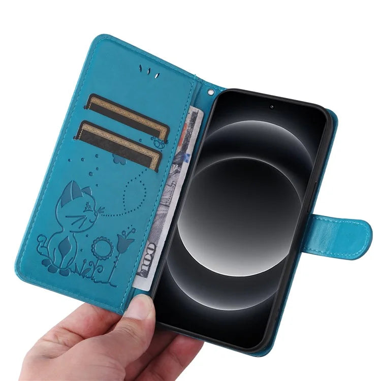 KT Imprinting Flower Series-4 For Xiaomi 14 Ultra Cover Leather Phone Case with Wallet Card Holder