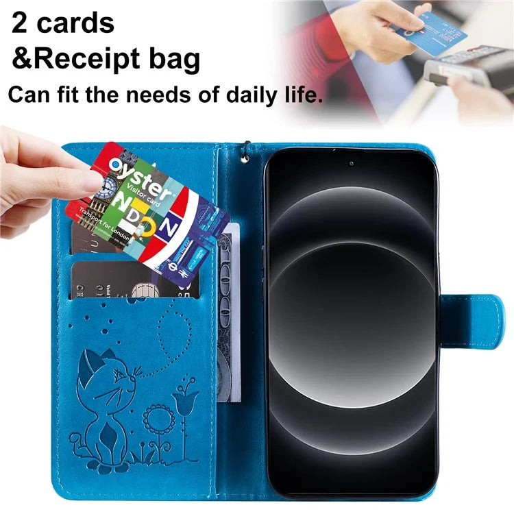 KT Imprinting Flower Series-4 For Xiaomi 14 Ultra Cover Leather Phone Case with Wallet Card Holder