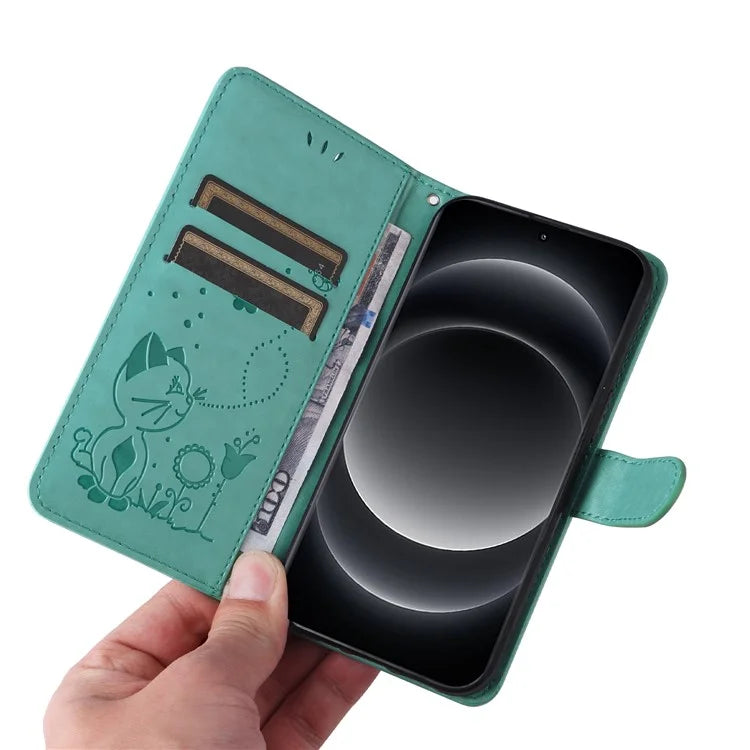 KT Imprinting Flower Series-4 For Xiaomi 14 Ultra Cover Leather Phone Case with Wallet Card Holder