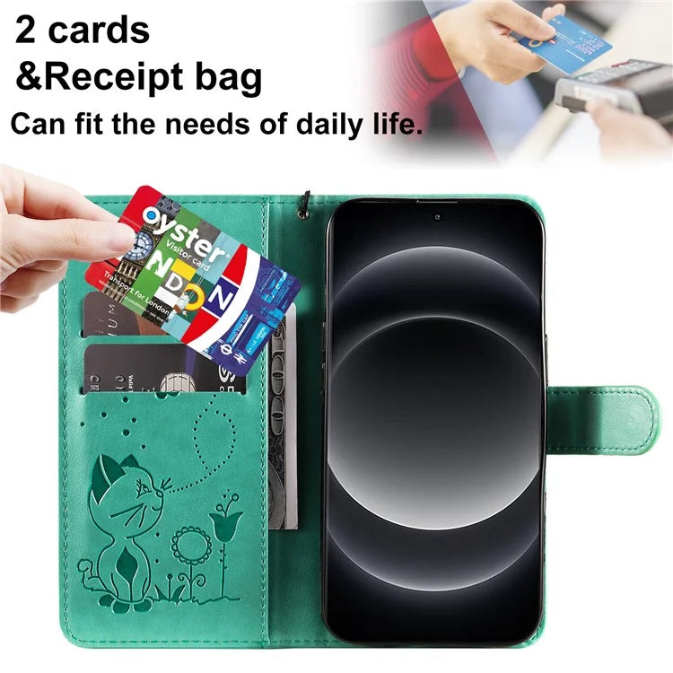 KT Imprinting Flower Series-4 For Xiaomi 14 Ultra Cover Leather Phone Case with Wallet Card Holder