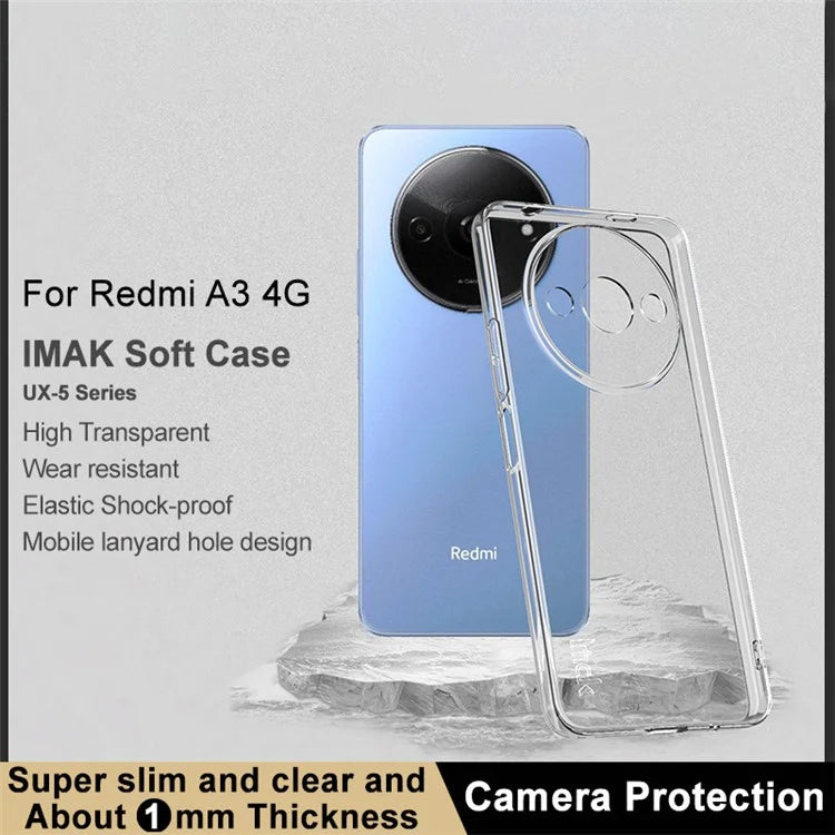 IMAK UX-5 Series For Xiaomi Redmi A3 Case Slim Fit Crystal Clear TPU Phone Cover