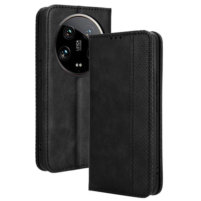 For Xiaomi 14 Ultra Case Vintage Leather Magnetic Flip Phone Cover