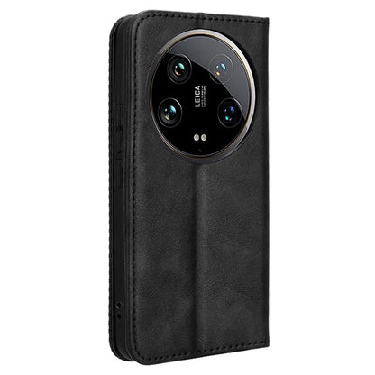 For Xiaomi 14 Ultra Case Vintage Leather Magnetic Flip Phone Cover