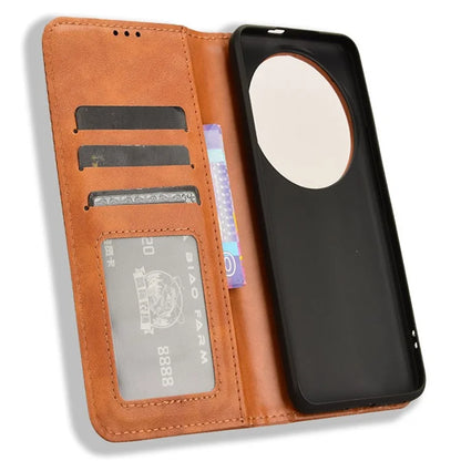 For Xiaomi 14 Ultra Case Vintage Leather Magnetic Flip Phone Cover