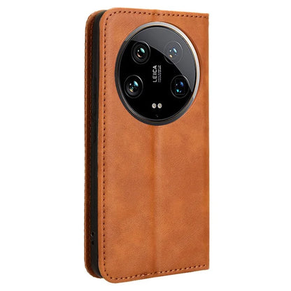For Xiaomi 14 Ultra Case Vintage Leather Magnetic Flip Phone Cover