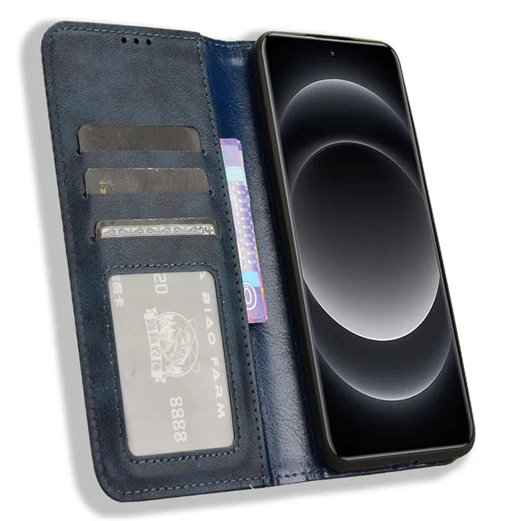 For Xiaomi 14 Ultra Case Vintage Leather Magnetic Flip Phone Cover