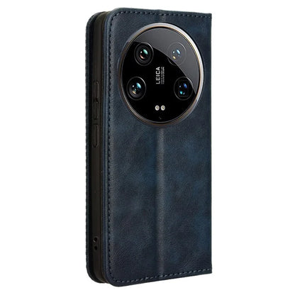 For Xiaomi 14 Ultra Case Vintage Leather Magnetic Flip Phone Cover
