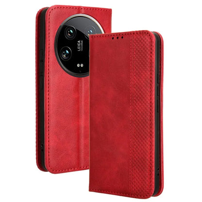 For Xiaomi 14 Ultra Case Vintage Leather Magnetic Flip Phone Cover