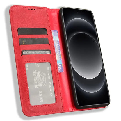 For Xiaomi 14 Ultra Case Vintage Leather Magnetic Flip Phone Cover