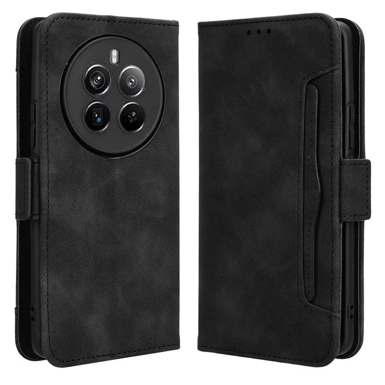 For Realme 12+ 5G / Narzo 70 Pro 5G Case PU Leather Stand Multiple Card Holders Phone Cover