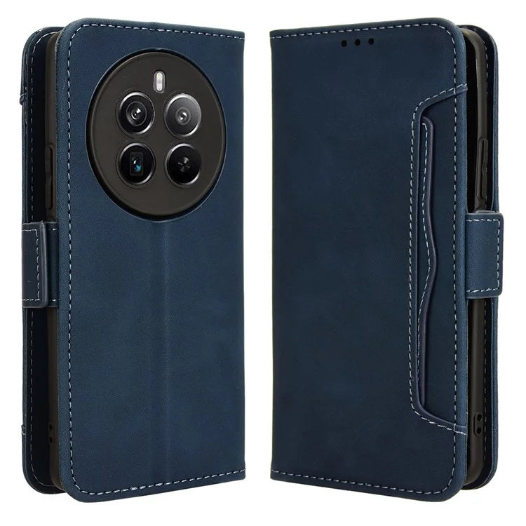 For Realme 12+ 5G / Narzo 70 Pro 5G Case PU Leather Stand Multiple Card Holders Phone Cover