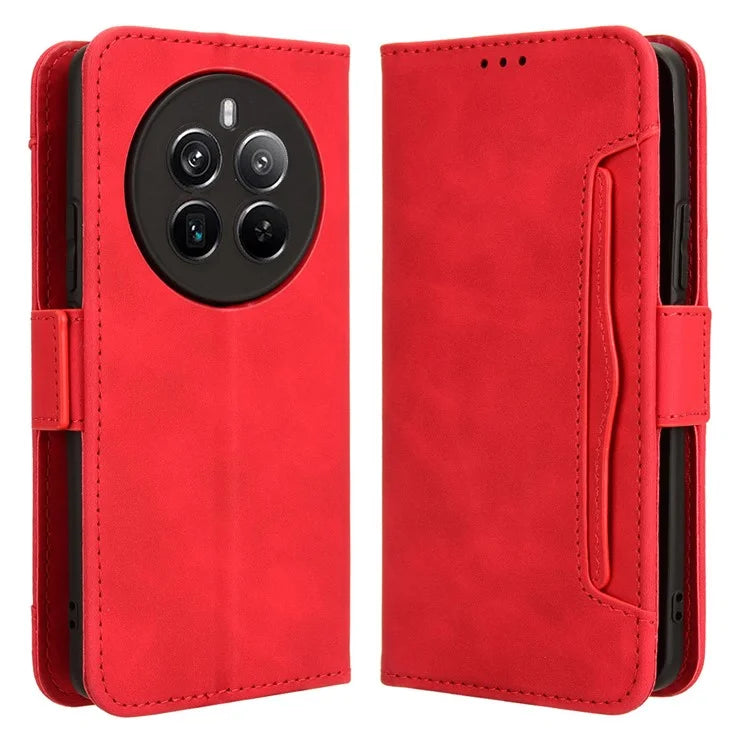 For Realme 12+ 5G / Narzo 70 Pro 5G Case PU Leather Stand Multiple Card Holders Phone Cover