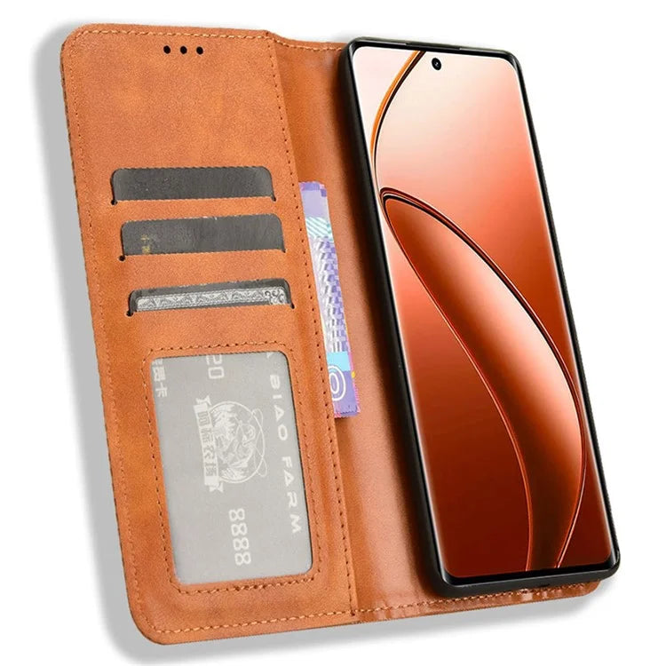 For Realme 12 Pro 5G / 12 Pro+ 5G Case Shockproof TPU Shell Leather Retro Texture Phone Cover