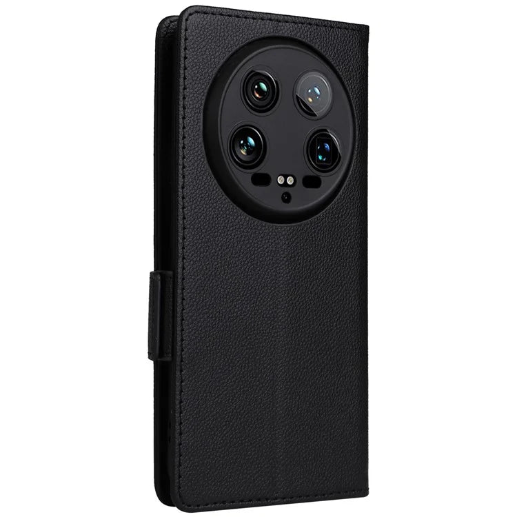 For Xiaomi 14 Ultra Wallet Case Litchi Texture Leather Protective Phone Cover with Strap