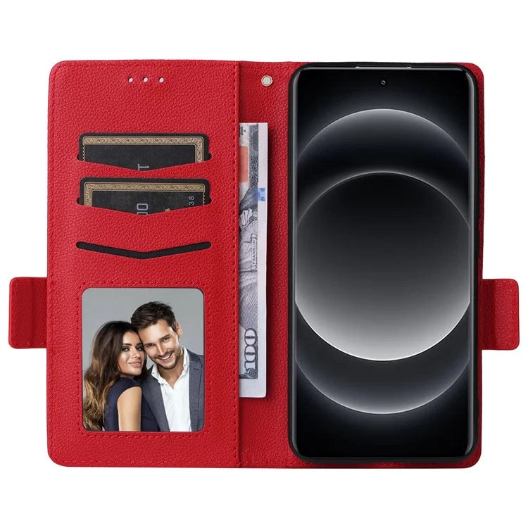 For Xiaomi 14 Ultra Wallet Case Litchi Texture Leather Protective Phone Cover with Strap