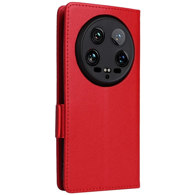 For Xiaomi 14 Ultra Wallet Case Litchi Texture Leather Protective Phone Cover with Strap