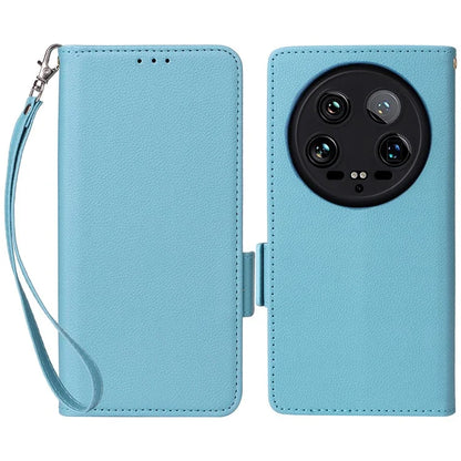 For Xiaomi 14 Ultra Wallet Case Litchi Texture Leather Protective Phone Cover with Strap