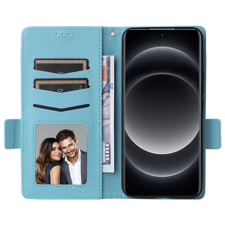 For Xiaomi 14 Ultra Wallet Case Litchi Texture Leather Protective Phone Cover with Strap