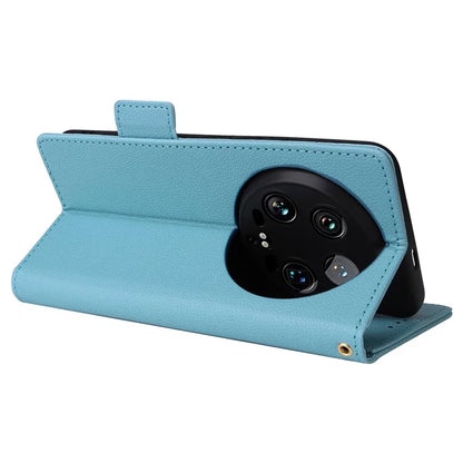 For Xiaomi 14 Ultra Wallet Case Litchi Texture Leather Protective Phone Cover with Strap