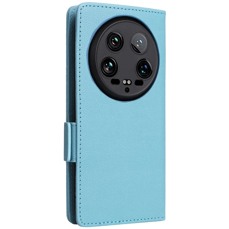 For Xiaomi 14 Ultra Wallet Case Litchi Texture Leather Protective Phone Cover with Strap