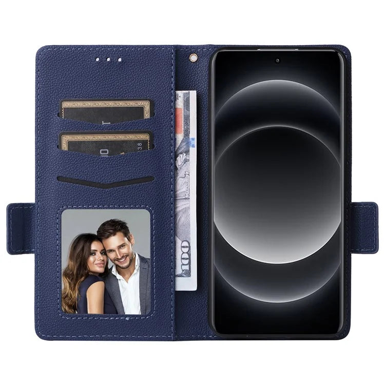 For Xiaomi 14 Ultra Wallet Case Litchi Texture Leather Protective Phone Cover with Strap