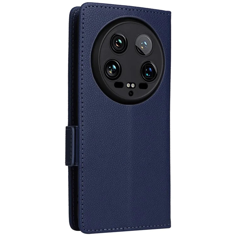 For Xiaomi 14 Ultra Wallet Case Litchi Texture Leather Protective Phone Cover with Strap