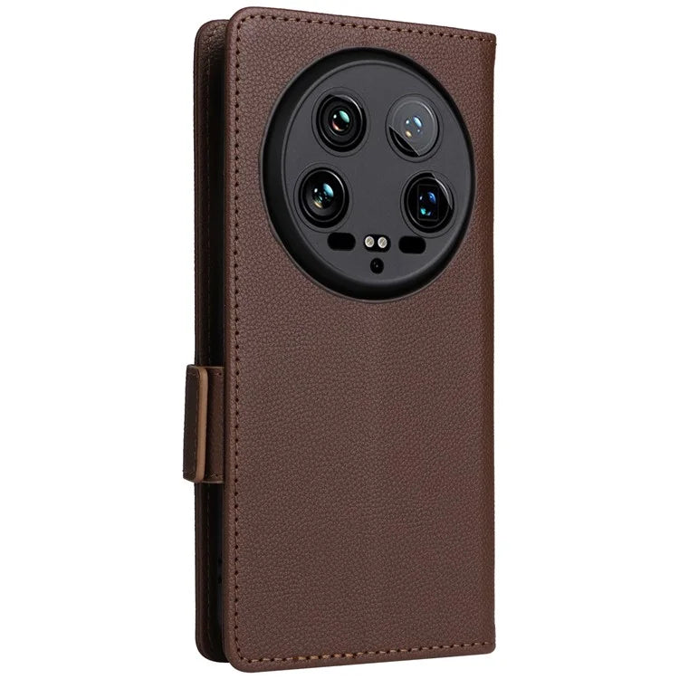 For Xiaomi 14 Ultra Wallet Case Litchi Texture Leather Protective Phone Cover with Strap