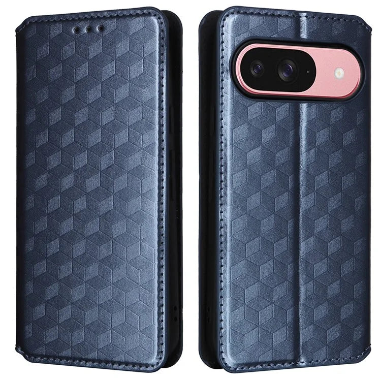 For Google Pixel 9 Wallet Case PU Leather Rhombus Imprinted Stand Phone Cover