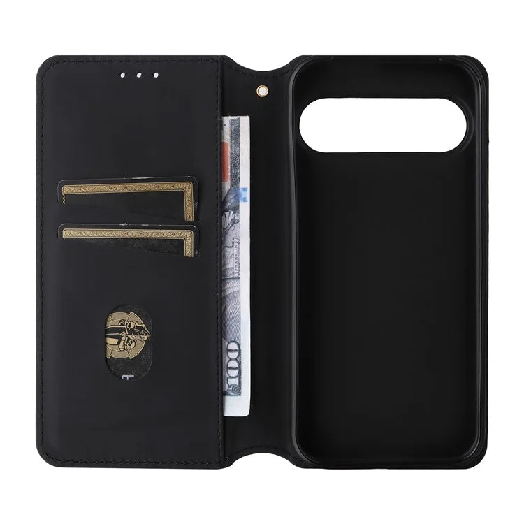 For Google Pixel 9 Wallet Case PU Leather Rhombus Imprinted Stand Phone Cover