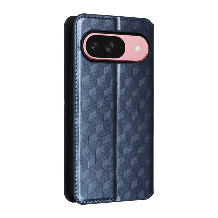 For Google Pixel 9 Wallet Case PU Leather Rhombus Imprinted Stand Phone Cover