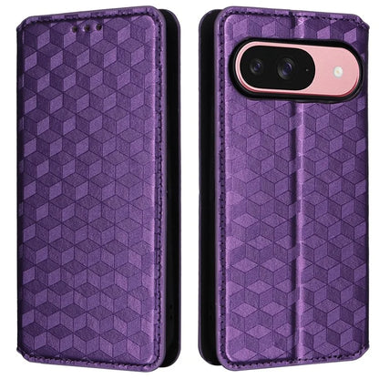 For Google Pixel 9 Wallet Case PU Leather Rhombus Imprinted Stand Phone Cover