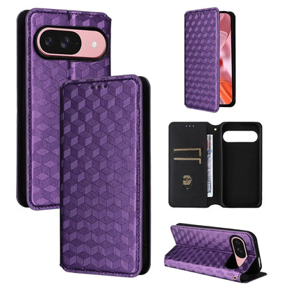 For Google Pixel 9 Wallet Case PU Leather Rhombus Imprinted Stand Phone Cover
