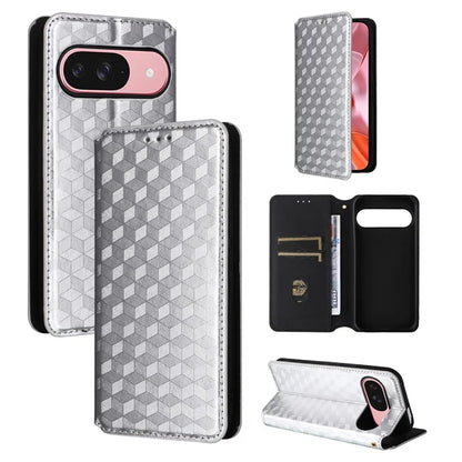For Google Pixel 9 Wallet Case PU Leather Rhombus Imprinted Stand Phone Cover