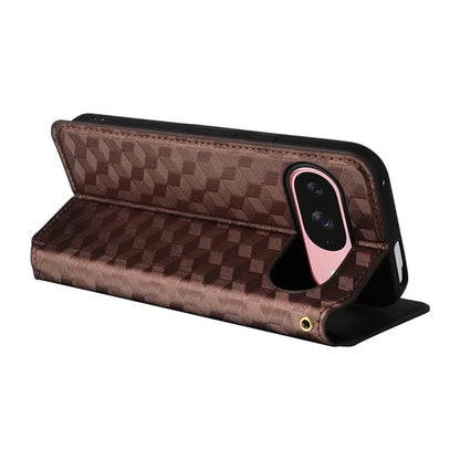 For Google Pixel 9 Wallet Case PU Leather Rhombus Imprinted Stand Phone Cover