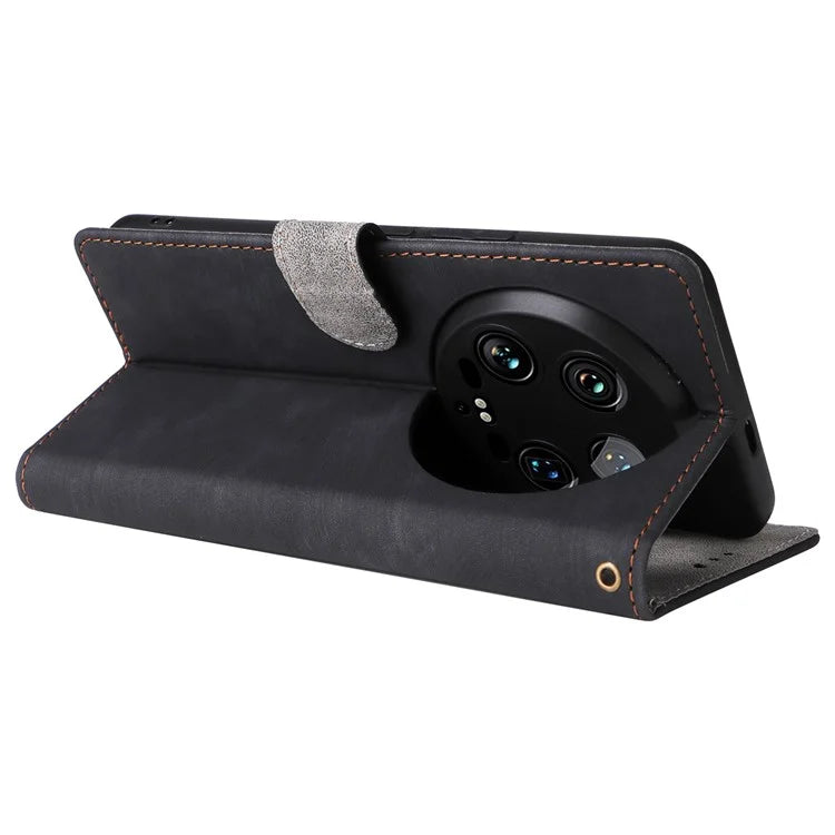 For Xiaomi 14 Ultra Phone Case with Hand Strap PU Leather RFID Blocking Wallet Cover