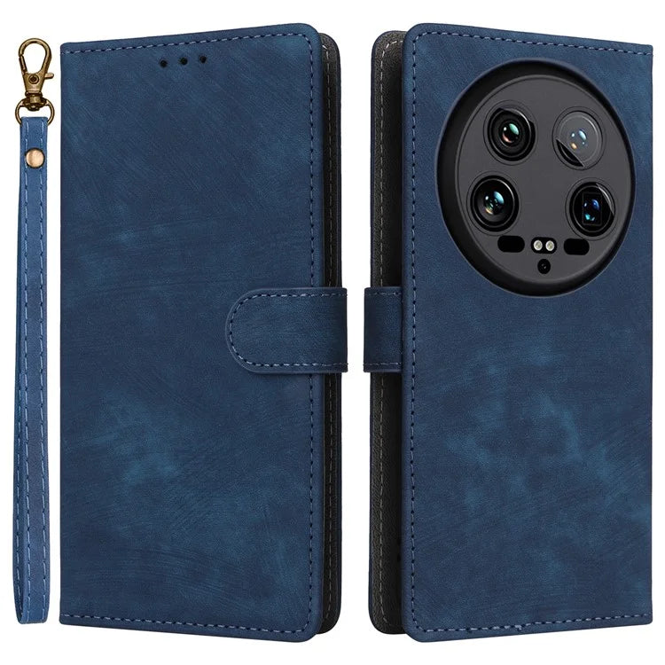 For Xiaomi 14 Ultra Phone Case with Hand Strap PU Leather RFID Blocking Wallet Cover