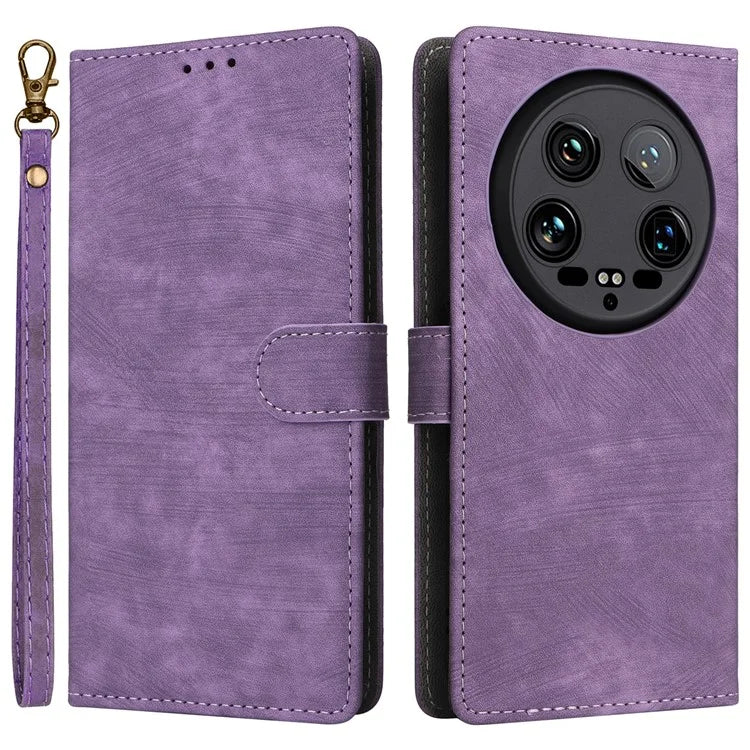 For Xiaomi 14 Ultra Phone Case with Hand Strap PU Leather RFID Blocking Wallet Cover
