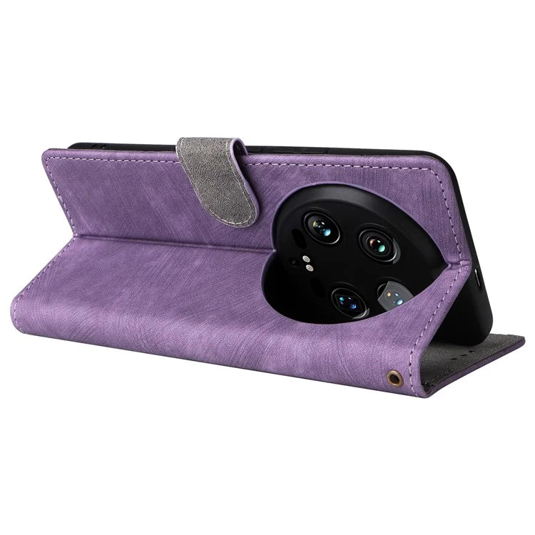 For Xiaomi 14 Ultra Phone Case with Hand Strap PU Leather RFID Blocking Wallet Cover