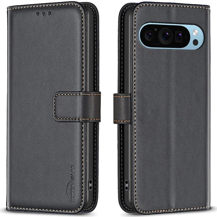BINFEN COLOR BF17 For Google Pixel 9 Magnetic Phone Case Drop-proof Leather Card Slots Cover