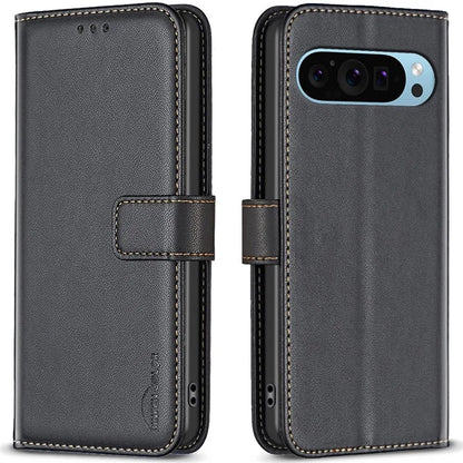 BINFEN COLOR BF17 For Google Pixel 9 Magnetic Phone Case Drop-proof Leather Card Slots Cover