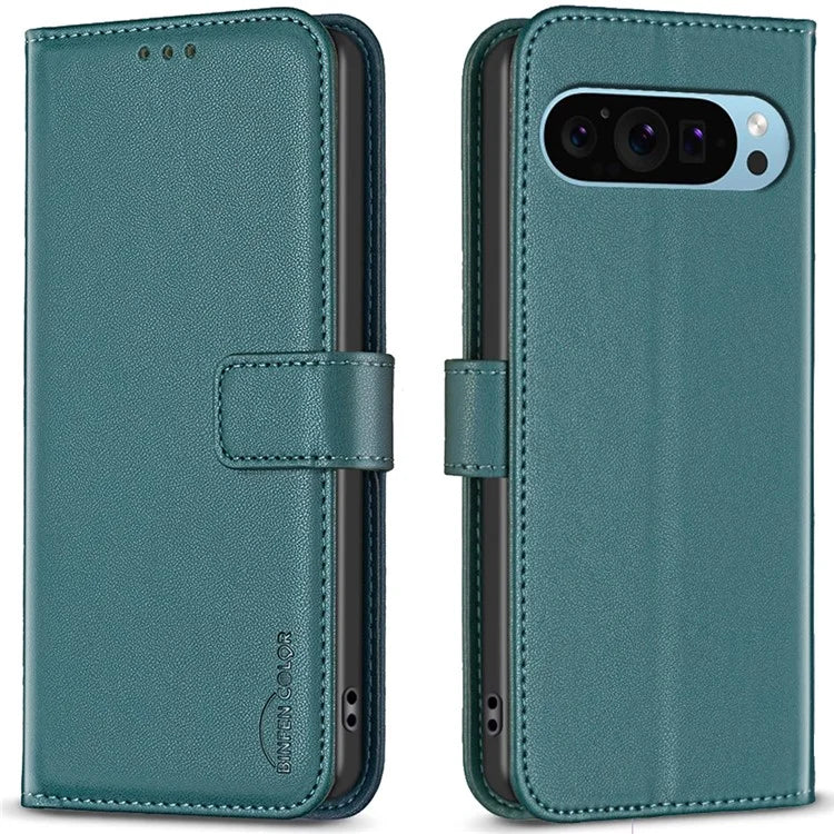 BINFEN COLOR BF17 For Google Pixel 9 Magnetic Phone Case Drop-proof Leather Card Slots Cover