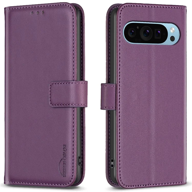 BINFEN COLOR BF17 For Google Pixel 9 Pro Leather Case Stand Magnetic Closure Flip Folio Phone Cover
