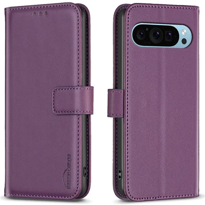 BINFEN COLOR BF17 For Google Pixel 9 Pro Leather Case Stand Magnetic Closure Flip Folio Phone Cover