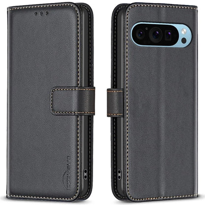 BINFEN COLOR BF17 For Google Pixel 9 Pro Leather Case Stand Magnetic Closure Flip Folio Phone Cover