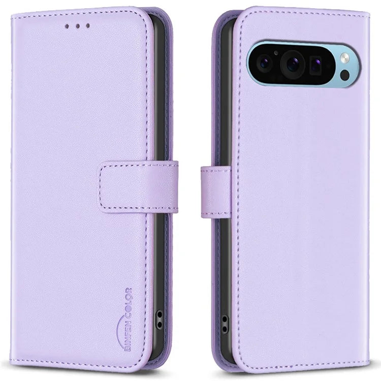 BINFEN COLOR BF17 For Google Pixel 9 Pro Leather Case Stand Magnetic Closure Flip Folio Phone Cover
