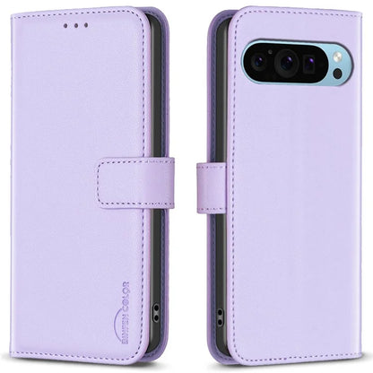 BINFEN COLOR BF17 For Google Pixel 9 Pro Leather Case Stand Magnetic Closure Flip Folio Phone Cover
