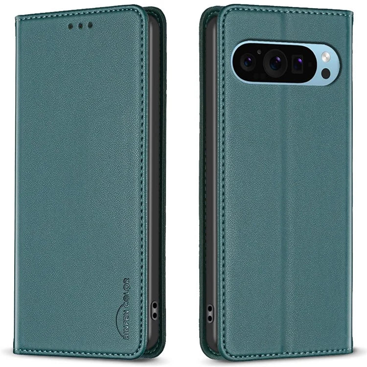 BINFEN COLOR BF18 For Google Pixel 9 Leather Case Magnetic Closure Flip Phone Cover Full Body Protection